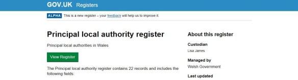 Image of the local authority register website