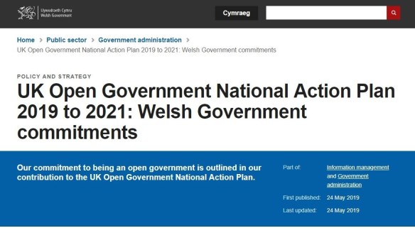 screen shot of Welsh Government commitments