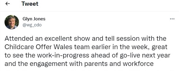 Image of tweet from Welsh Government's Chief Digital Officer