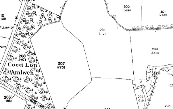 Fig. 1: Area of map covered by woodland
